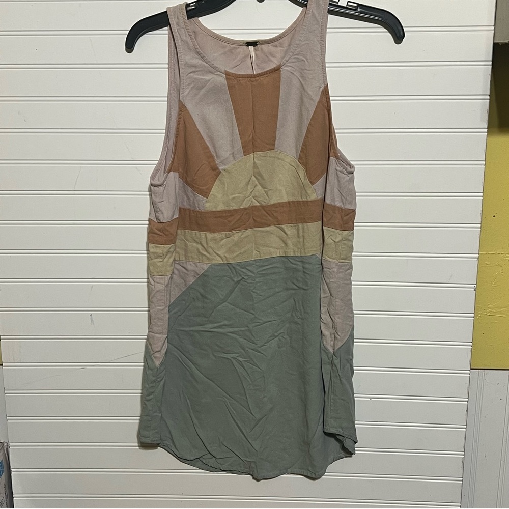 Free People Sunrise Lagoon Silk Sleeveless Pastel Mini Dress Size XS